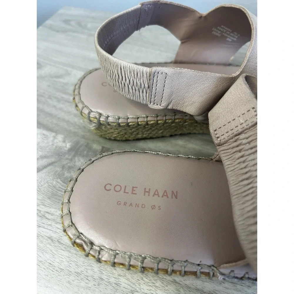Cole Haan Grand OS Womens 7.5 B Blush Pink Leather Espadrille Sandals‎ W14654